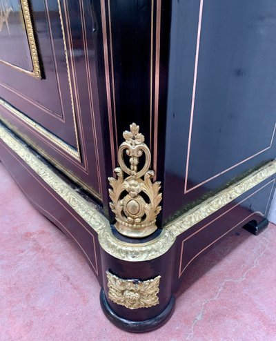 Napoleon III Style Wood and Brass Marquetry Sideboard, 19th Century