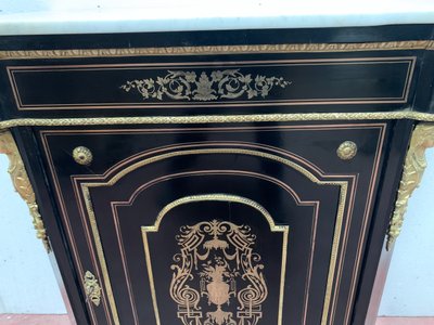 Napoleon III Style Wood and Brass Marquetry Sideboard, 19th Century