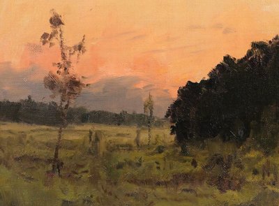 Joseh François 1851-1940 Sunset, landscape, painting, impressionism, Belgium