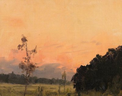 Joseh François 1851-1940 Sunset, landscape, painting, impressionism, Belgium