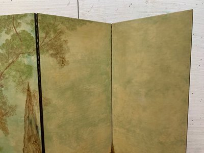 Painted three-leaf folding screen XX century