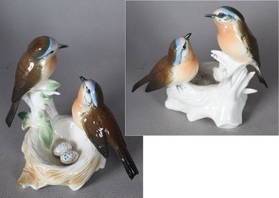 Porcelain, pair of birds, bears a seal, height: 16 cm