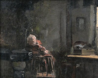 Joseph François 1851-1940 Intérieur de maison à la poupée, tableau, impressionnisme, Belgique