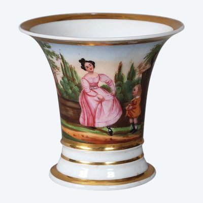 Empire period porcelain vase, in Vieux Paris, height: 11 cm