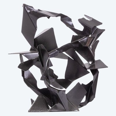 Jean Campa. Abstract sculpture in patinated iron. 1980s. LS62191309U