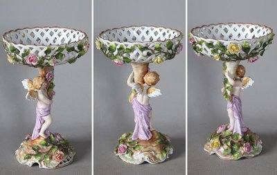 Porcelain basket cup from PLAUE-THURINGE, 19th century, height: 24 cm