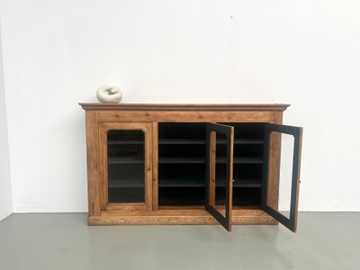 Large old display case in solid pine