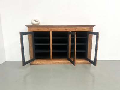 Large old display case in solid pine