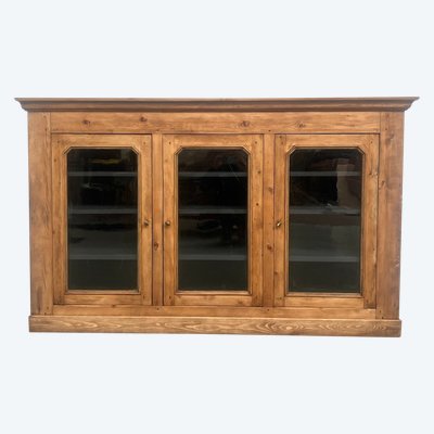 Large old display case in solid pine