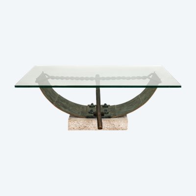 Bronze and Glass Coffee Table from Valenti, Barcelona