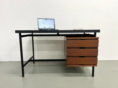 Pierre Guariche desk in teak and lacquered steel