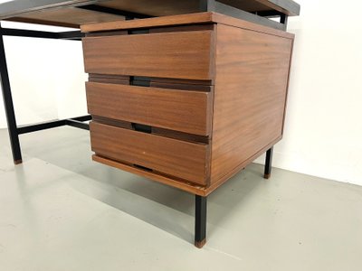 Pierre Guariche desk in teak and lacquered steel