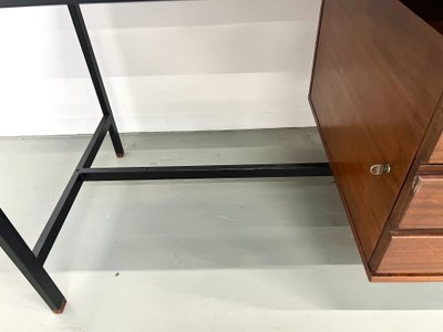 Pierre Guariche desk in teak and lacquered steel