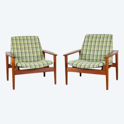 Scandinav Teak Armchairs, Denmark 1960s, Set of 2