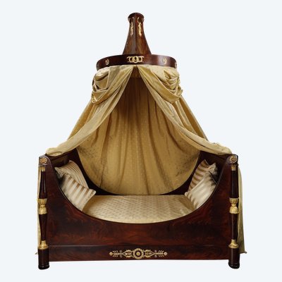 LARGE EMPIRE PERIOD BOAT BED AND CANOPY