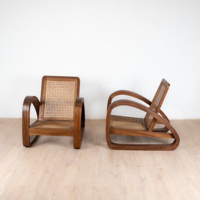 Art Deco Tropical Teak Armchairs, 1960s, Set of 2