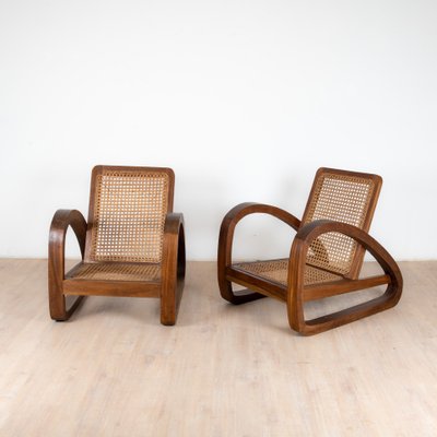 Art Deco Tropical Teak Armchairs, 1960s, Set of 2