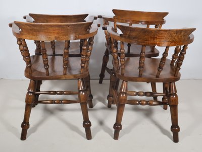 Set of 4 English Windsor style armchairs from the Victorian era