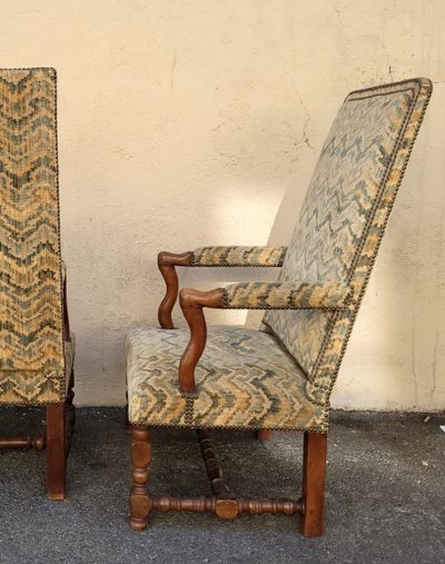 2 Louis XIII Period Armchairs with Tapestry