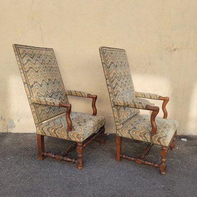 2 Louis XIII Period Armchairs with Tapestry