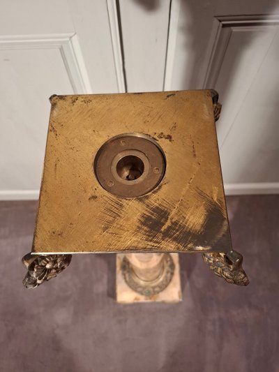 Art Nouveau marble and bronze column.