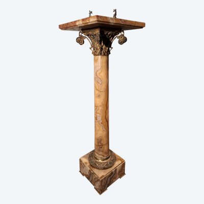 Art Nouveau marble and bronze column.