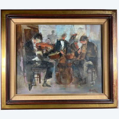 Tableau Musique - Philippe Ancellin (1922-2010) - "The Concert" - Oil on canvas signed