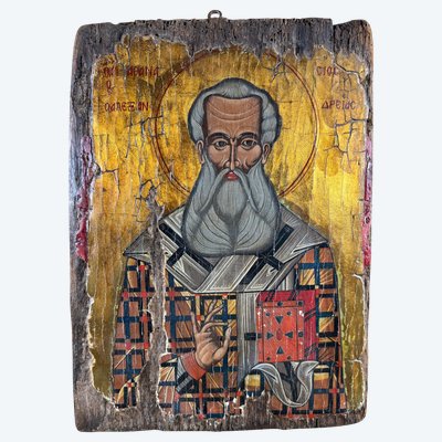 Alte orthodoxe Ikone des Heiligen Athanasius von Alexandria - 18ᵉ Jahrhundert