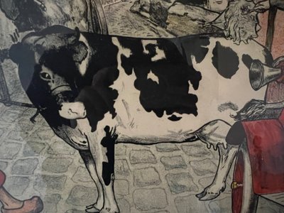 Lucien FAURE (1828-1904) - Original lithograph signed and dedicated - "La Vache" (The Cow)