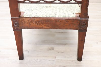 Antique Walnut Bench with Straw Seat, 18th century