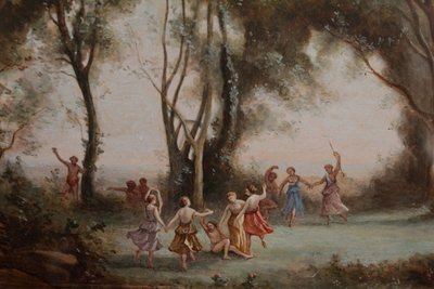 Gouache 'La danse des nymphes' after Camille Corot 19th century period