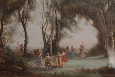 Gouache 'La danse des nymphes' after Camille Corot 19th century period