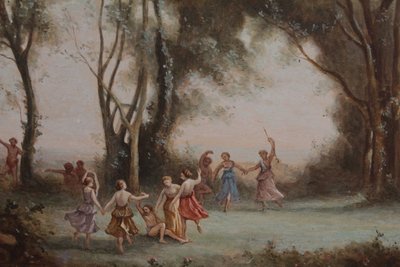 Gouache 'La danse des nymphes' after Camille Corot 19th century period