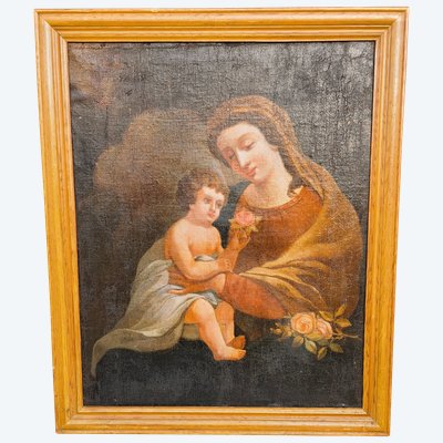 Oil on canvas depicting a Virgin and Child 18th century