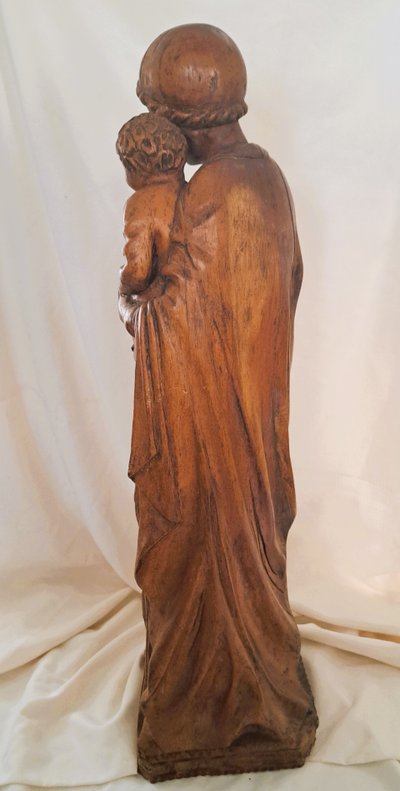 Sculpture of a Virgin and Child in patinated wood 19th century high 75 long 20 larg 20 cm