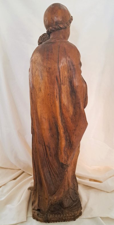 Sculpture of a Virgin and Child in patinated wood 19th century high 75 long 20 larg 20 cm