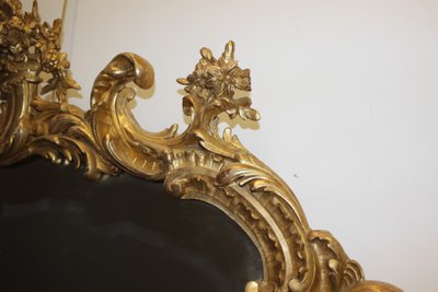 Large Louis XV Gilded Stucco Mirror XIX