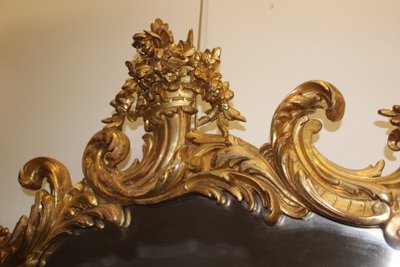 Large Louis XV Gilded Stucco Mirror XIX