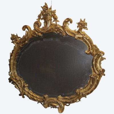 Large Louis XV Gilded Stucco Mirror XIX