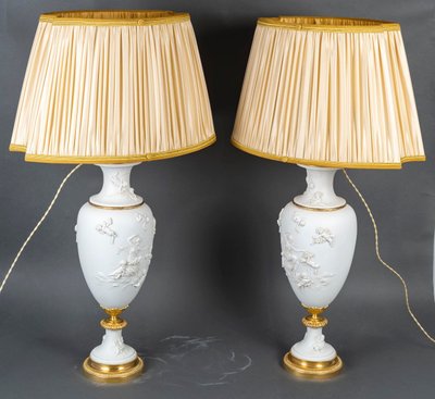 A pair of sèvres cookie vases mounted as lamps, 19th century