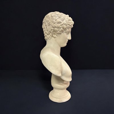 Large bust after the antique Hermes called "antinous Albani" 20th century plaster H 70 cm