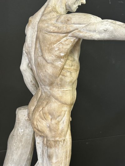 Jean Antoine Houdon (1741-1828) D'après -sculpture En Plâtre écorché Cabinet De Curiosité H 80