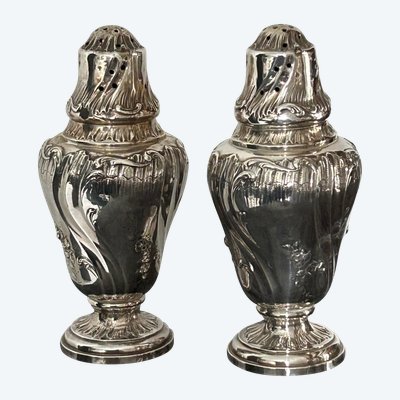 Pair De Saupoudreuses En Argent Massif De Style Louis XV Minerve - Saupoudreuse - Saupoudroir