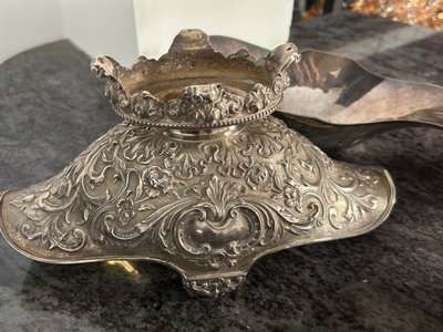 Sauce Boat In Solid Silver And Vermeil Charançon Hallmark And Its Lining In Silver Plated Metal End XIX