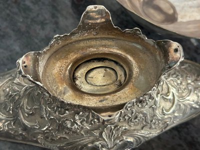 Sauce Boat In Solid Silver And Vermeil Charançon Hallmark And Its Lining In Silver Plated Metal End XIX