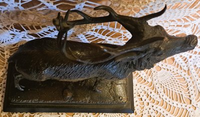 Sculpture bronze hunting stag bramant Late 19th century