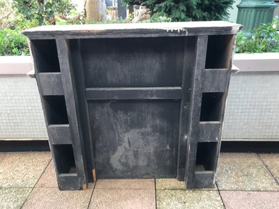 Small antique faux marble painted wood mantel from the late 19th century