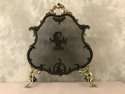 Louis XV style bronze fireplace screen from the 19th century