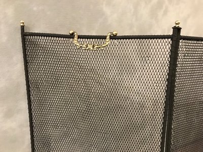 Small old fireplace screen in blackened iron from the 19th century