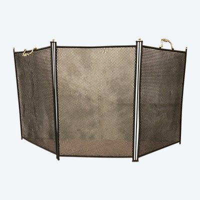 Small old fireplace screen in blackened iron from the 19th century